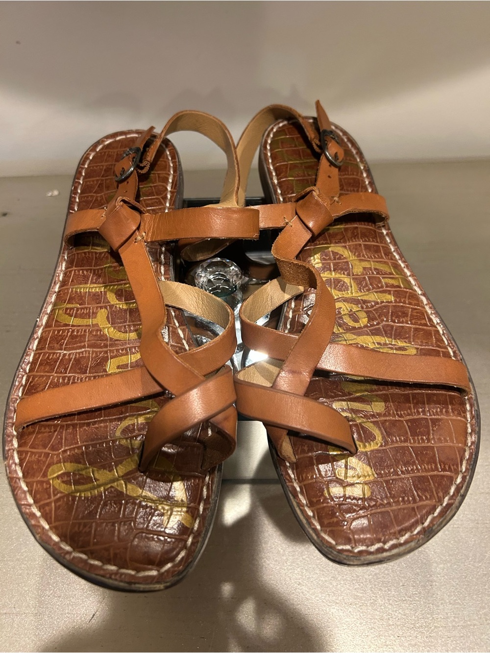 Sam Edelman Cognac Leather Strappy Sandals
